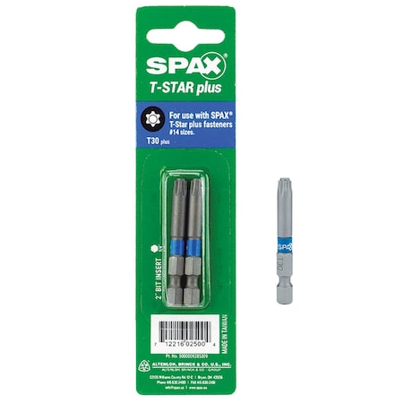 Spax SPAX T30 X 2 in. L Steel Drill and Driver Bit Hex Shank 2 pk 5000009285309